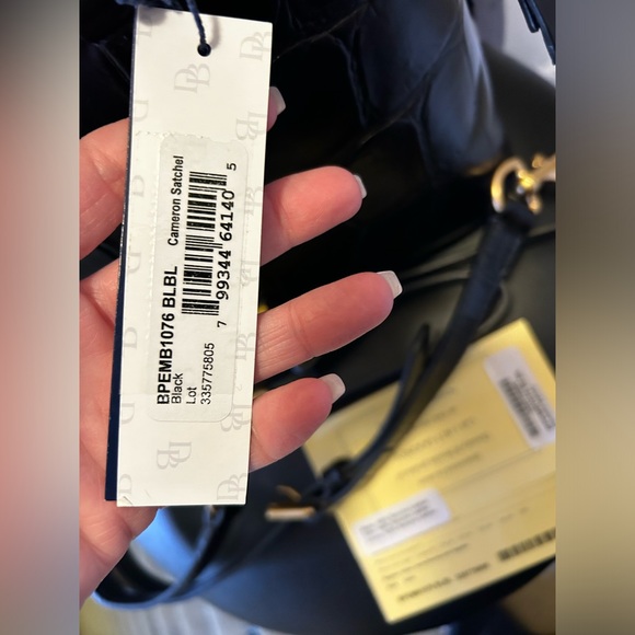 DOONEY & BOURKE CAMERON NWT, EMBOSSED CROCO SATCHEL BLACK - Picture 4 of 7